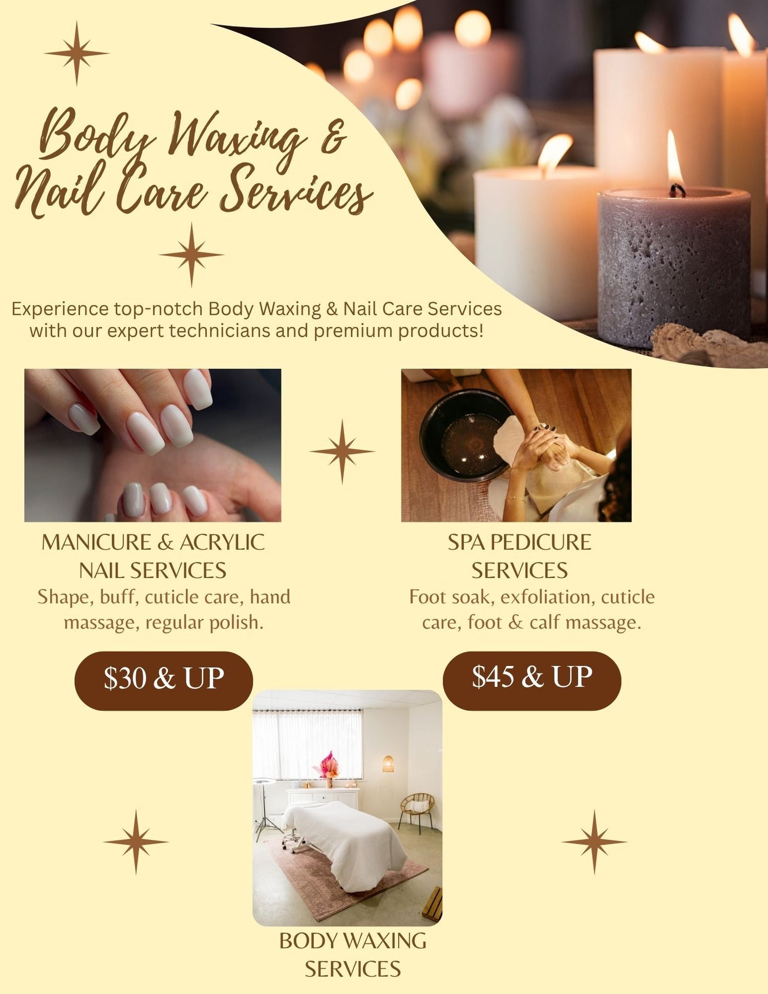 New Service Alert-Body Waxing & Nail Care Services